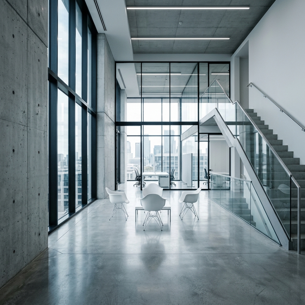 Modern architectural interior with clean lines